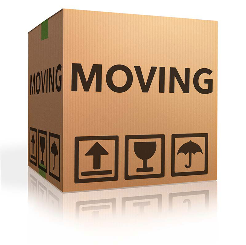 A cardboard box used to move items to a new home.