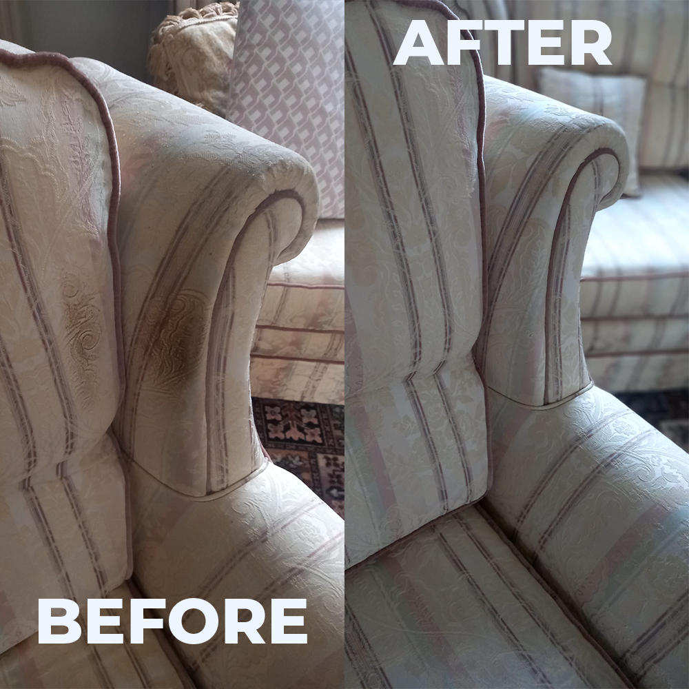 before and after cleaned sofa
